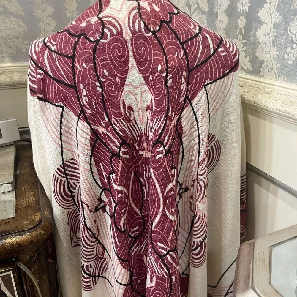PINK & Cream Shawl cape wrap!